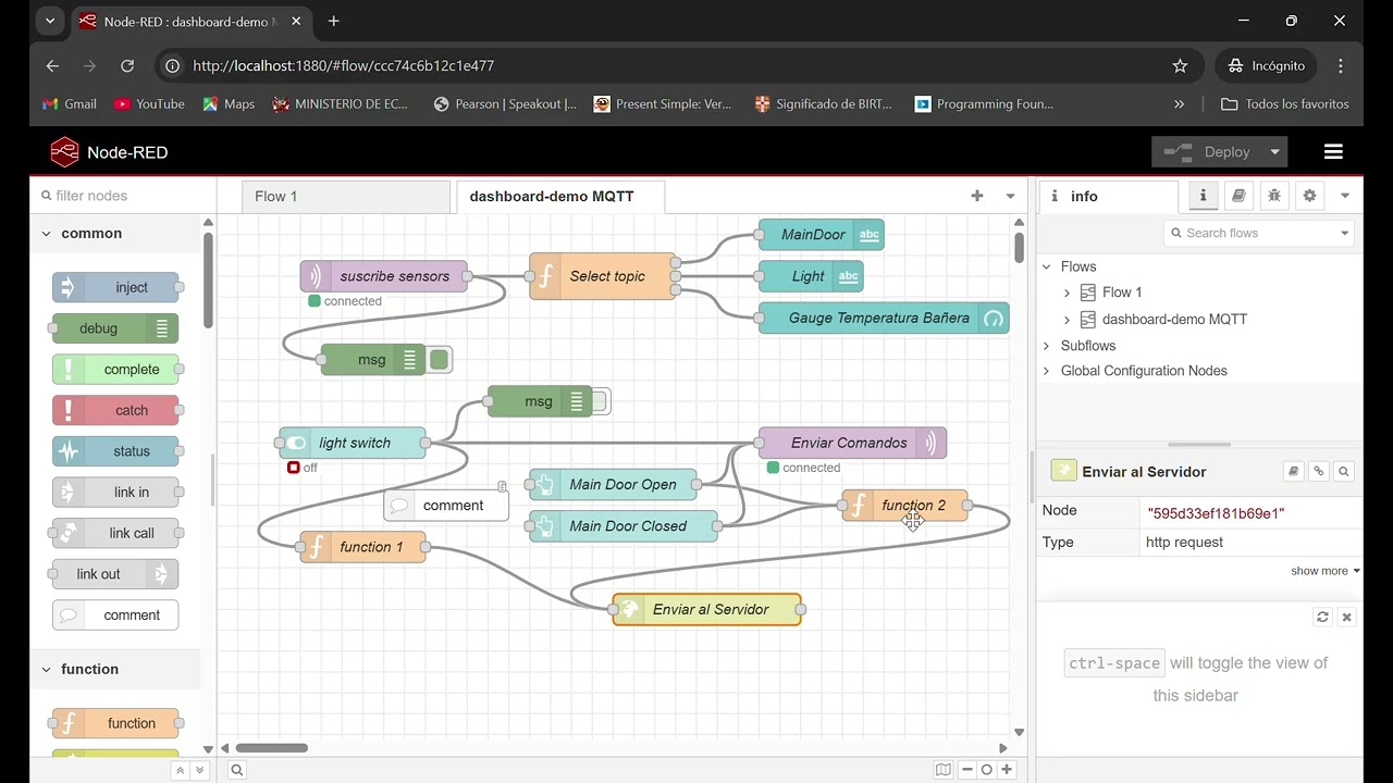 Node RED   dashboard demo MQTT