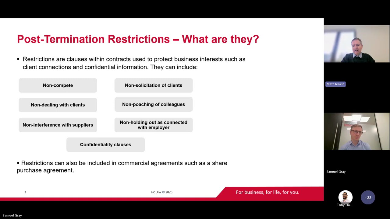 Business Protection: A Practical Guide to Post-Termination Restrictions Webinar