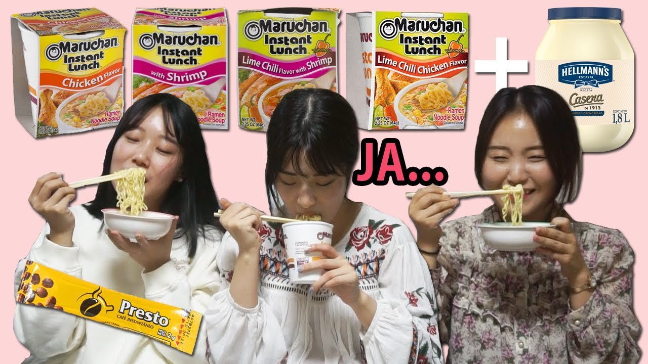 Coreana china japonesa probando MARUCHAN CON MAYONESA y JUGO DE LIMON [Feat. dulce y cafe]