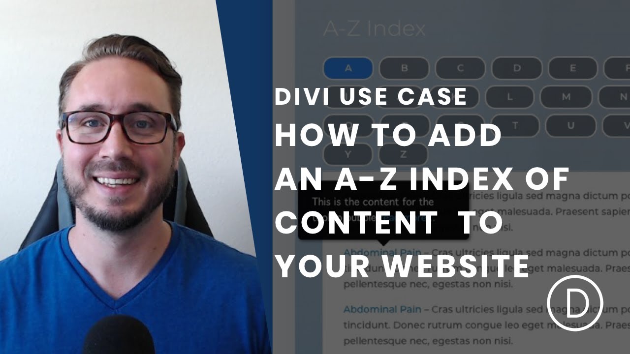 How to Create an A-Z Index of Content with Tooltips for your Website with Divi