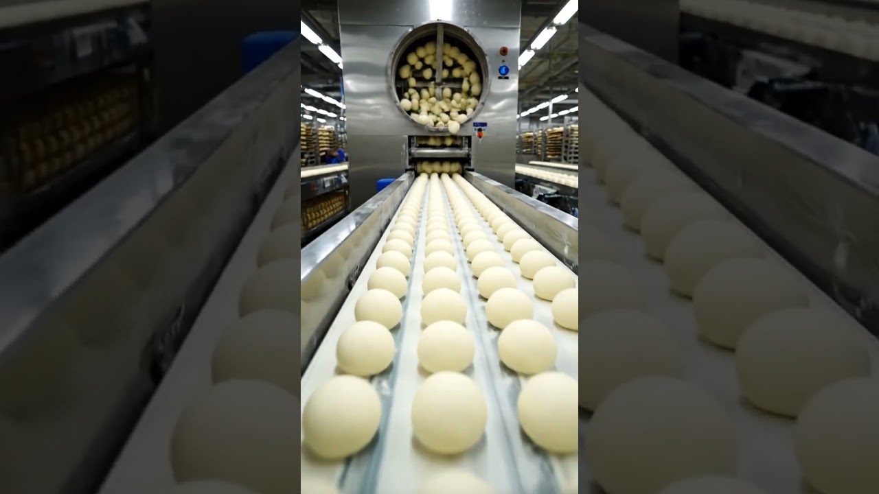 Modern Factory Producing Burger Buns at High Speed#shorts  #ultrafactory