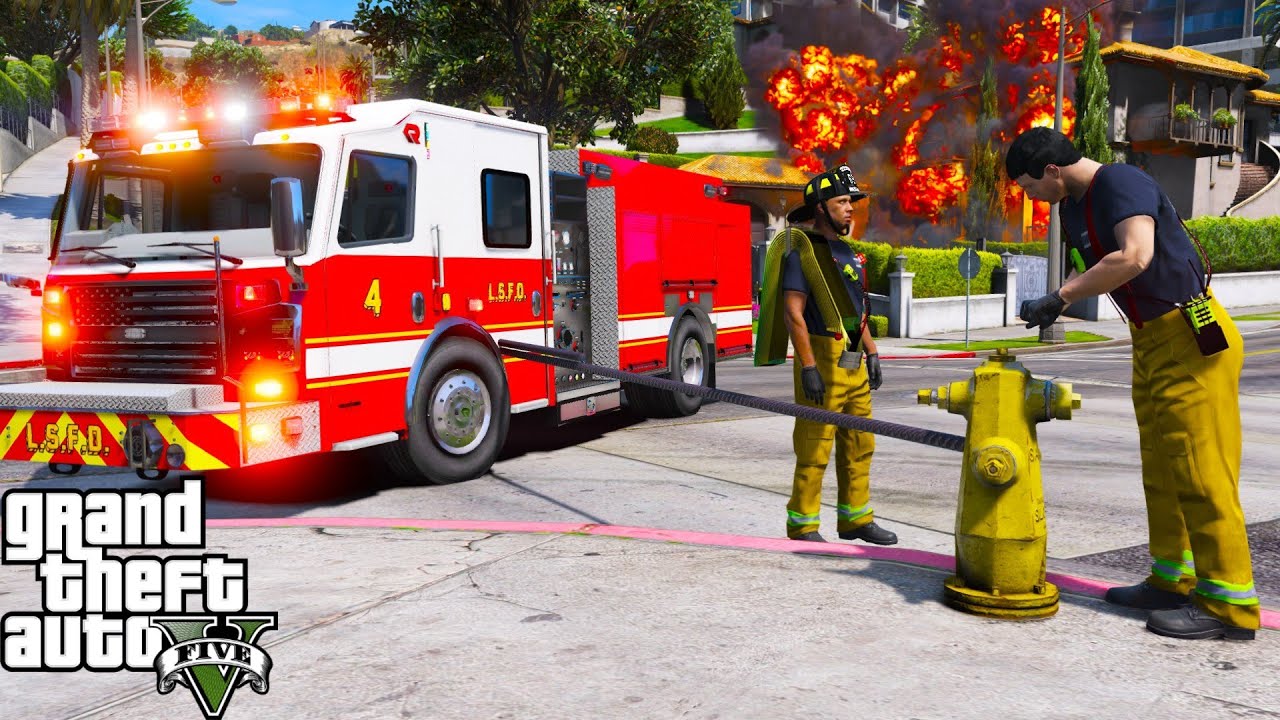 Мод GTA 5 «Пожарный»: новые пожарные шланги, рабочие пожарные гидранты и линии атаки