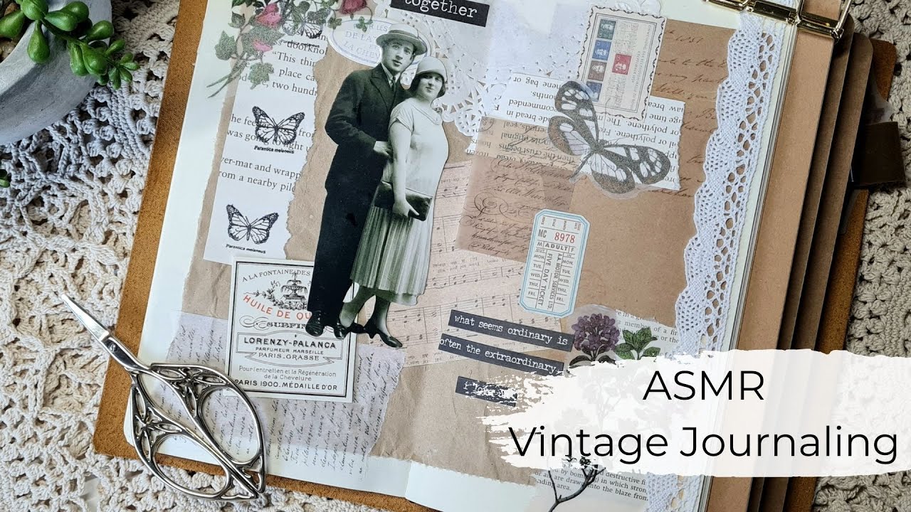 ASMR | Journal with Me | Creative Journaling | Vintage style (no talking)