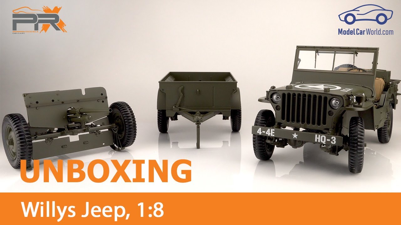 Unboxing 1:8 Premium X Jeep Willys MB with trailer