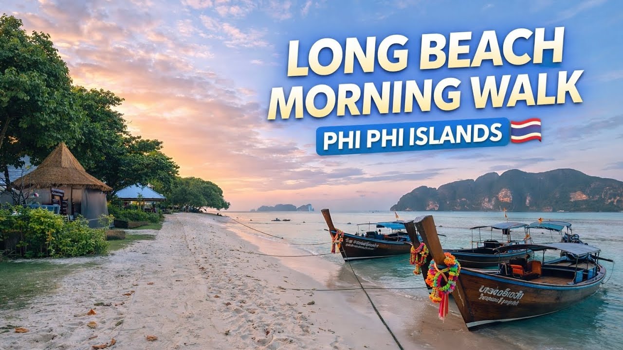 Long Beach Phi Phi Morning Walk 🌊  #PhiPhiIsland #paradiseresort #thailandtravel 