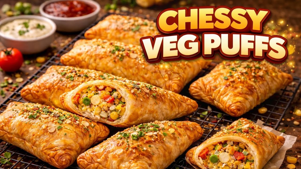 Cheesy Veg Puffs 😋 | Crispy, Flaky & Loaded with Veggies