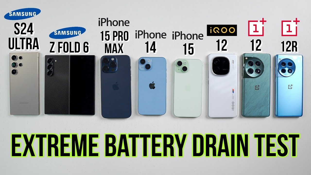 Samsung Z Fold 6 / S24 Ultra / iPhone 15 Pro Max / 15 / 14 / OnePlus 12 /iQOO 12 Battery Drain Test