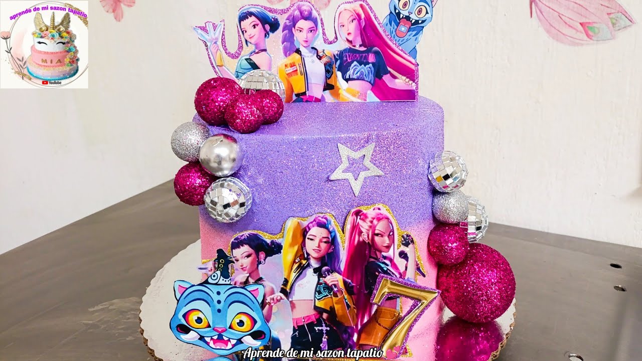 pastel de Guerreras K-Pop ✨ me pidieron otro pastel de Guerreras K-Pop para 30 personas #cakes