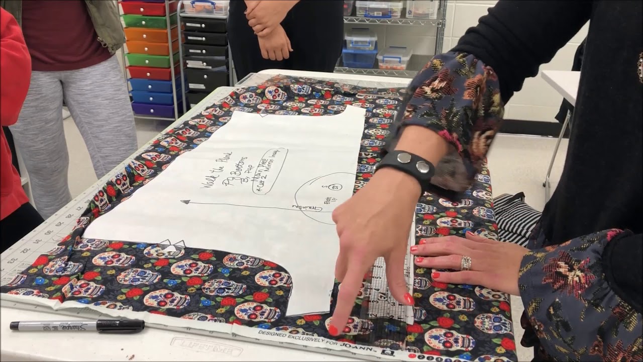 PDF Pattern Laying out PJ Shorts with a Directional Print