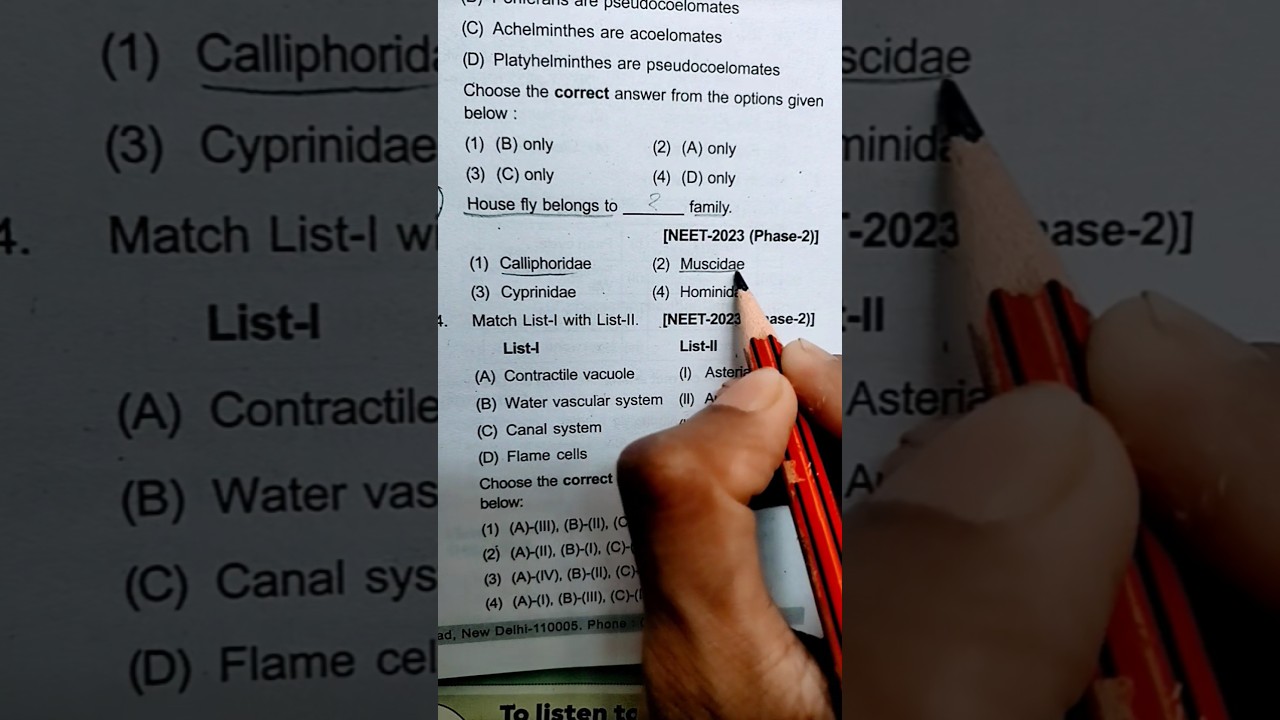 Animal Kingdom(General Accounts & Non-Chordates) #neet #pyq #mcq #aiims #ytshorts #shorts #neet2025