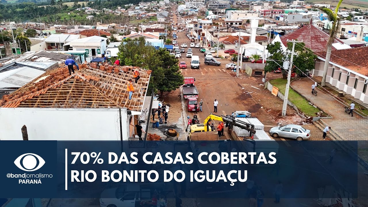 Veja a reação da cidade de Rio Bonito do Iguaçu após a passagem de tornado no Paraná