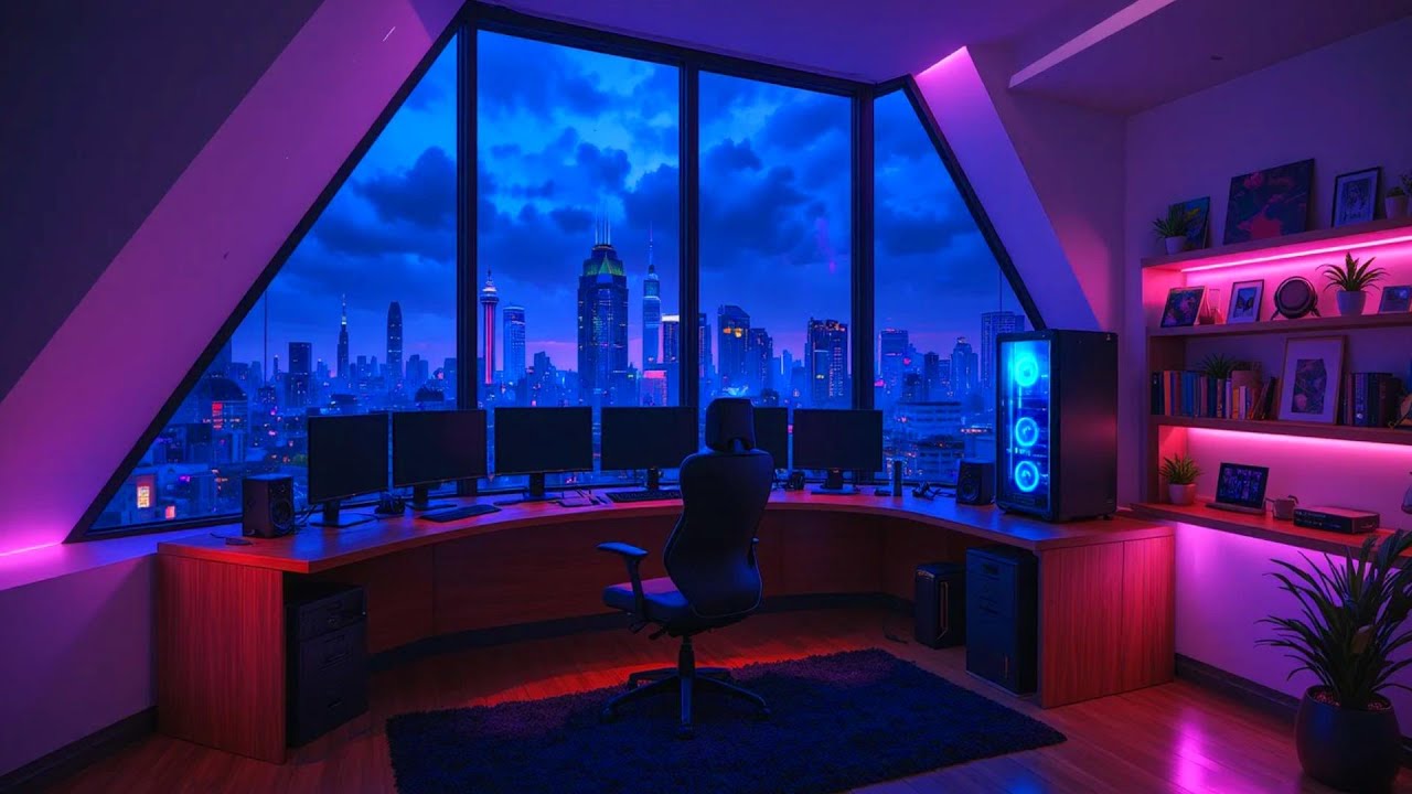 1990s City Lofi Rain 🌧️ Cozy Balcony Vibes for Late Night Study & Sleep
