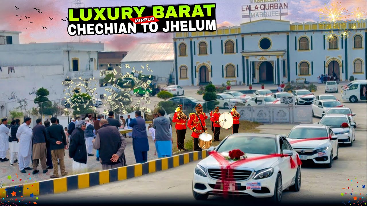 Luxury Barat/Mirpur Chechian Se Jhelum Barat Lekar Gaye/Barat Drone Video/Shadi Event/Mirpur AJK/🥰