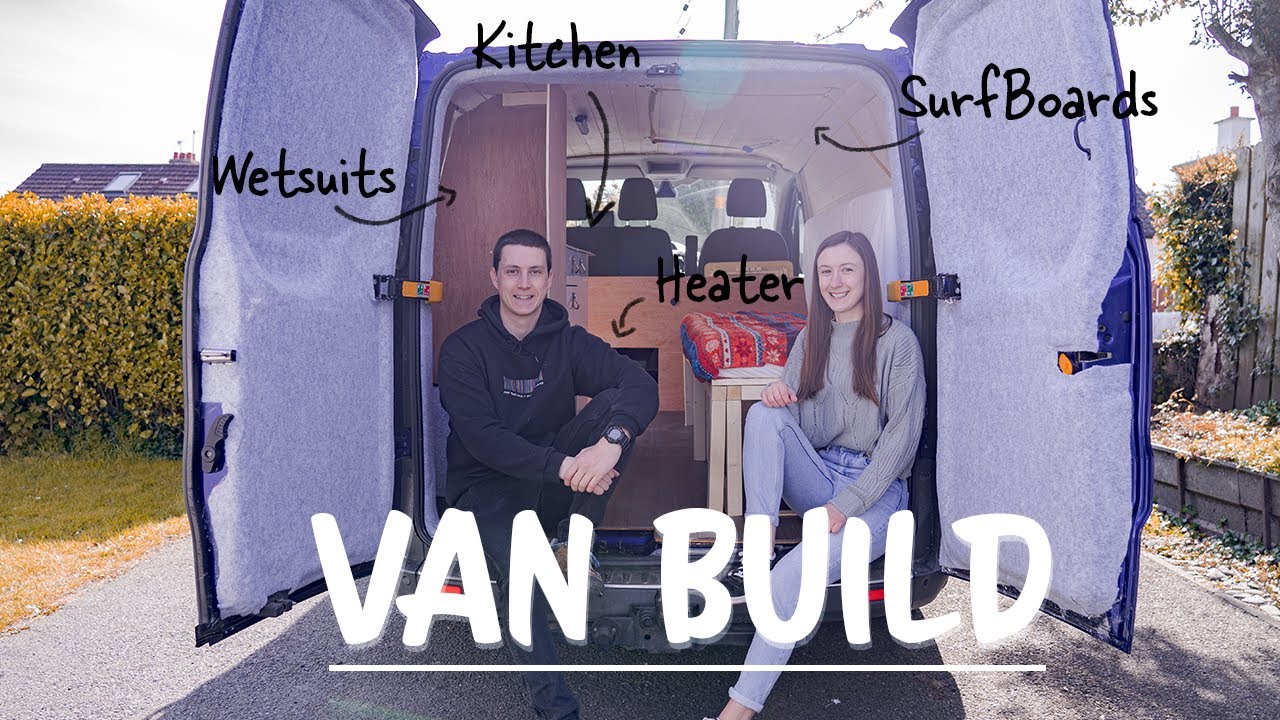 14 Days CAMPER VAN conversion | Double bed, Sink, Heater, SurfBoard (Ford Transit Custom 2015)