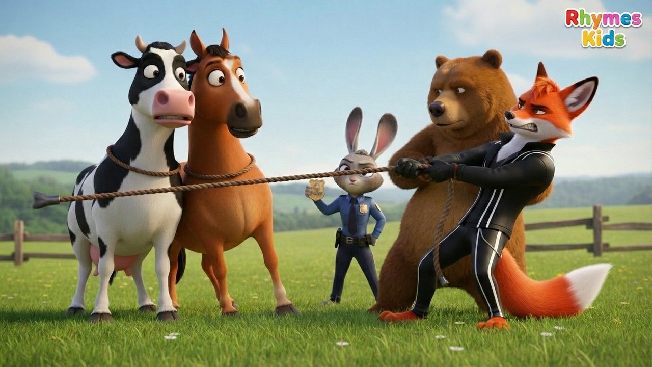 Grizzly & Fox Thieves at Old MacDonald’s Farm 😱 | Rabbit Officer Saves the Animals! 🐄🐎 | Moral Story