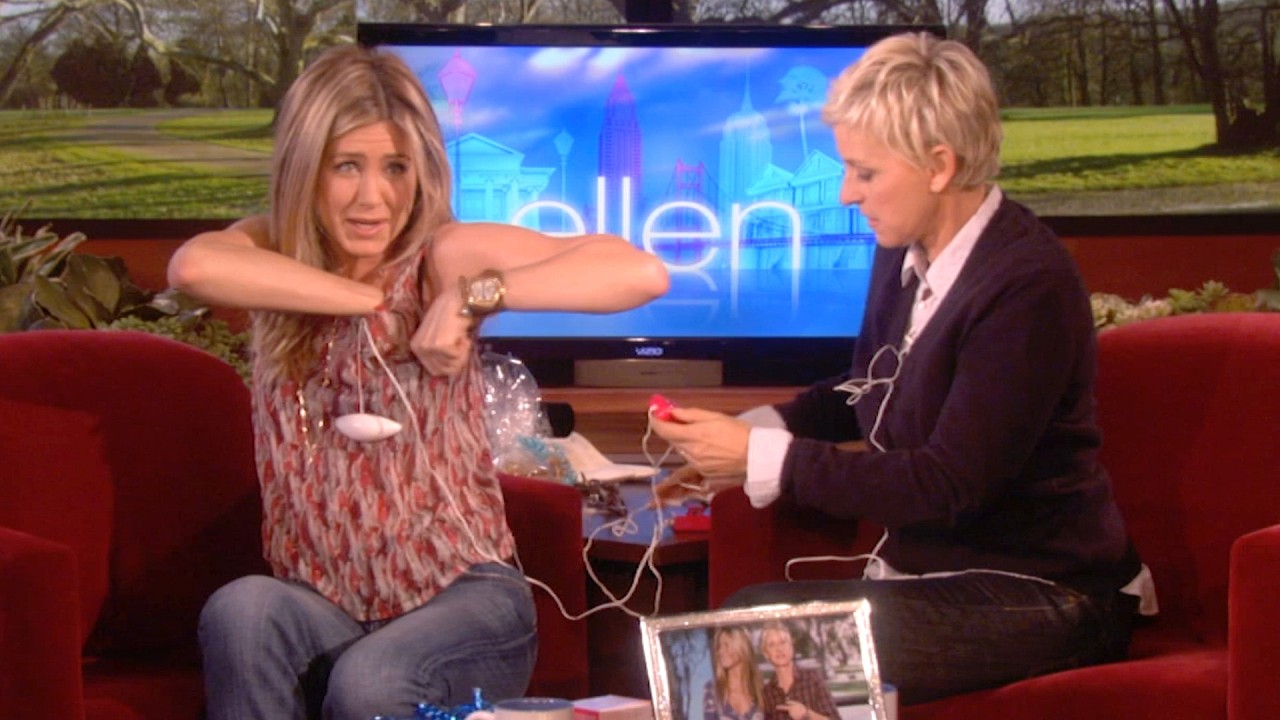 Jennifer Aniston Tests the Vibrating Bra
