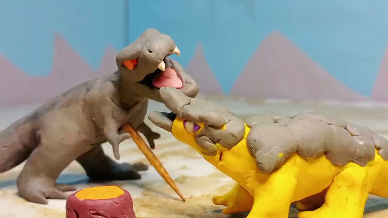 Trex vs Ankylosaurus (claymation)