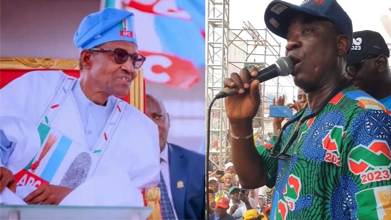 SEE WHAT K1 DE ULTIMATE SAYS TO BUHARI AS HE ARRIVES TINUBU FINAL CAMPAIGN IN LAGOS
