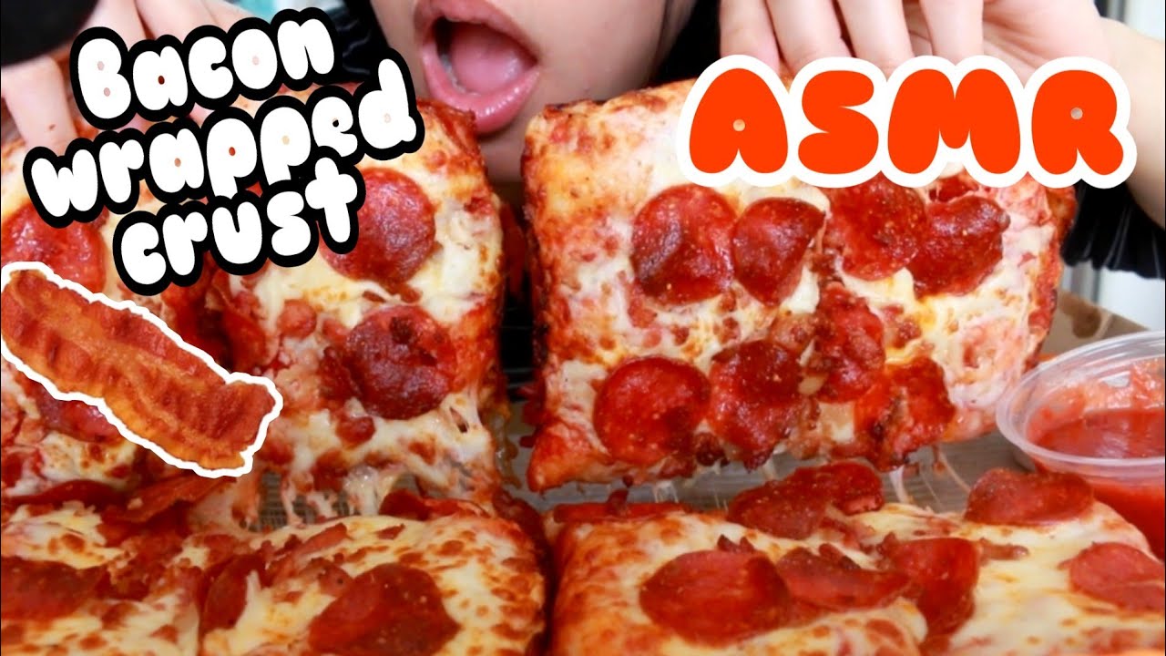 ASMR CHEESY PEPPERONI BACON CRUST PIZZA Little Cesar ( Eating SOUNDS ) MUKBANG NO TALKING |TWILIGHT