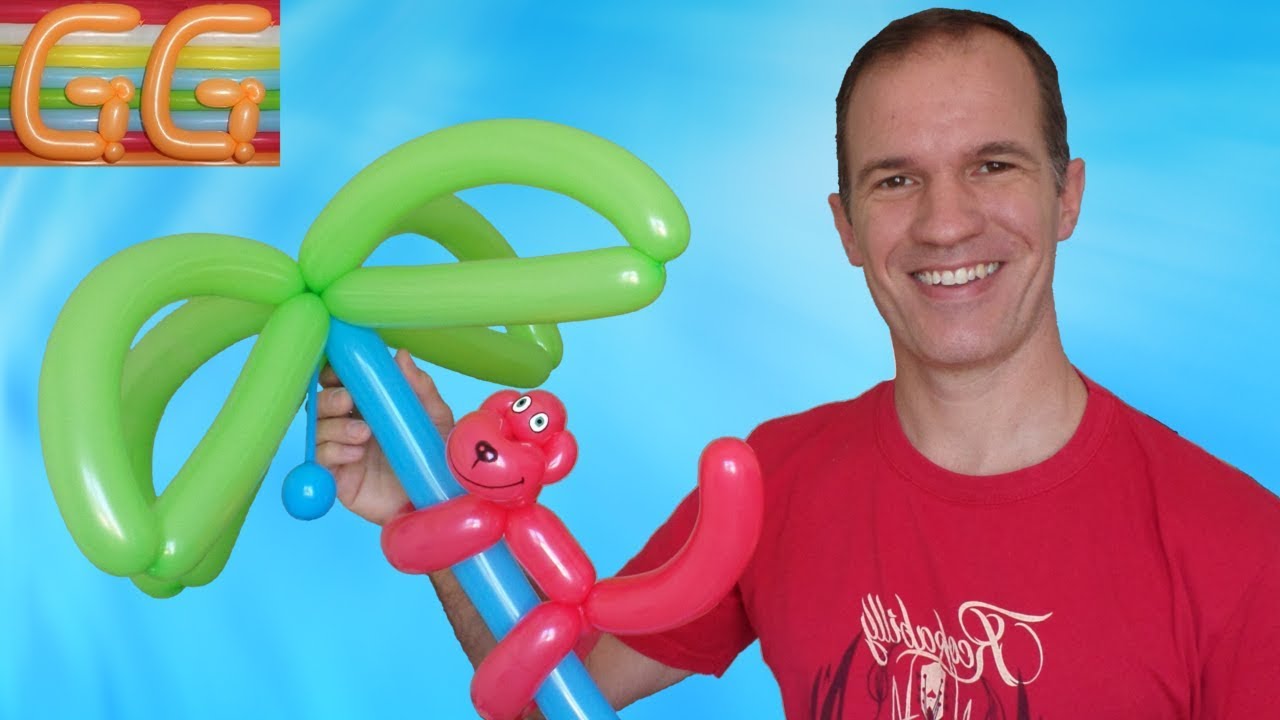 mono en la palmera con globos - globoflexia facil - como hacer figuras con globos