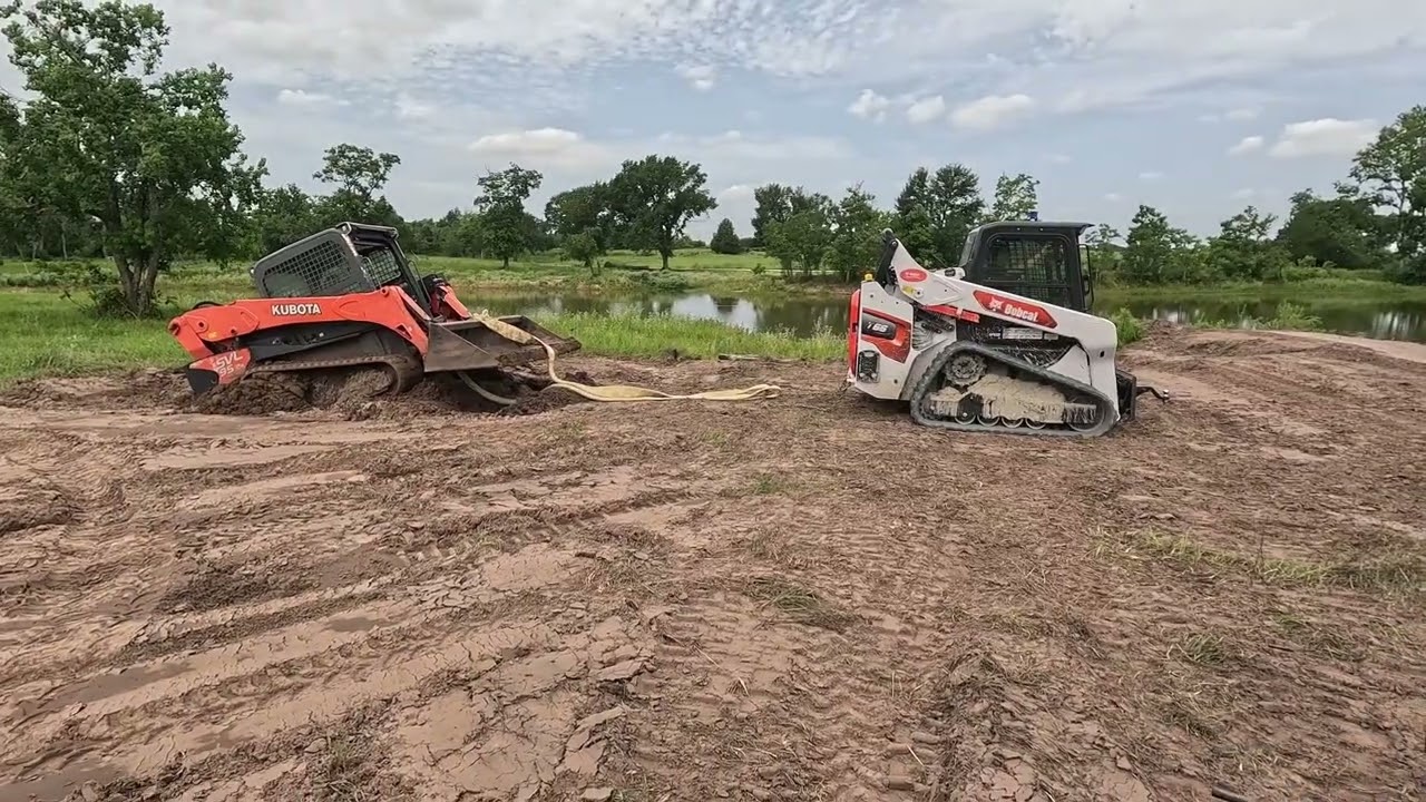 Pulling the Legend out - Bobcat T66 Pulls Kubota 95-2S Out of a Sink