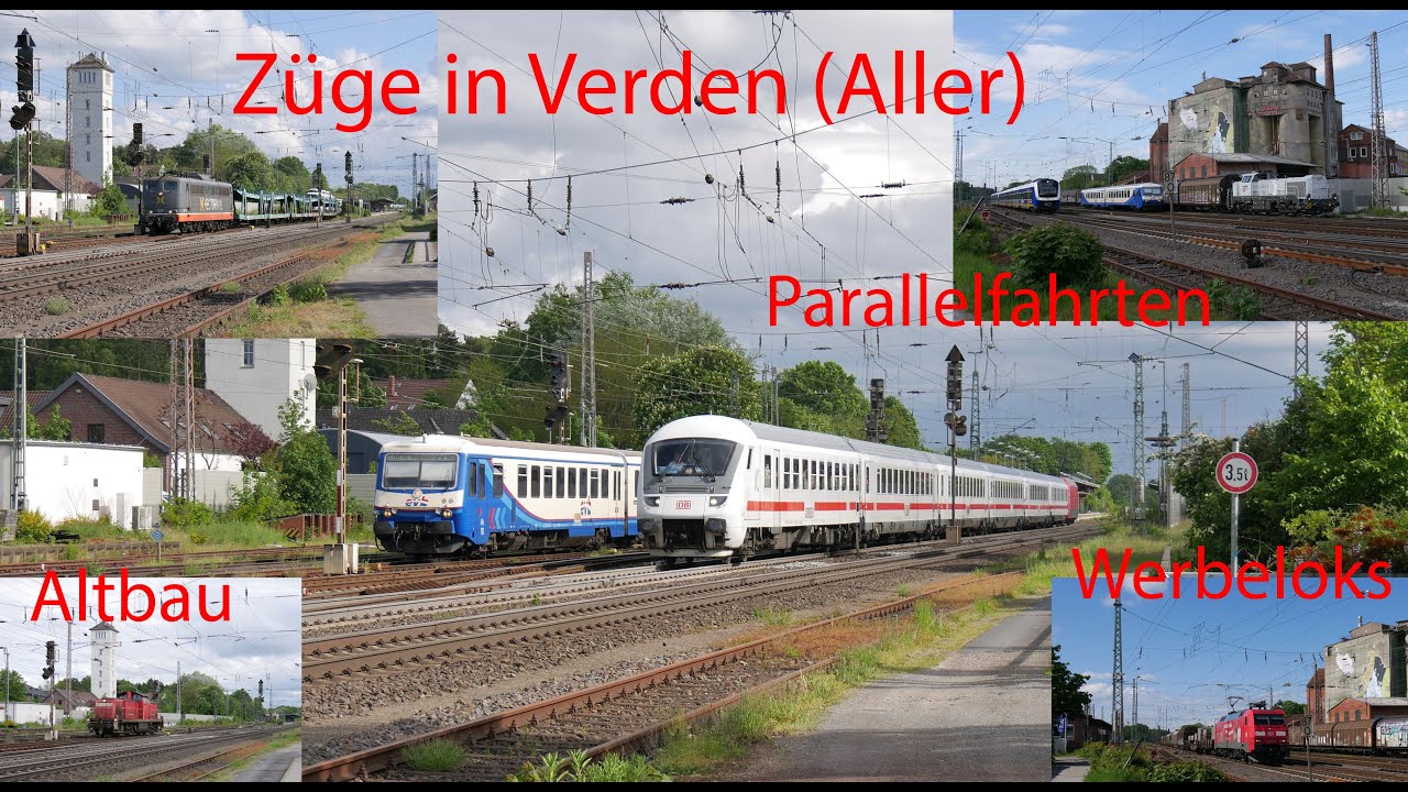 Trainspotting in Verden (Aller) mit Parallelfahrten, Altbau, Werbeloks uvm.