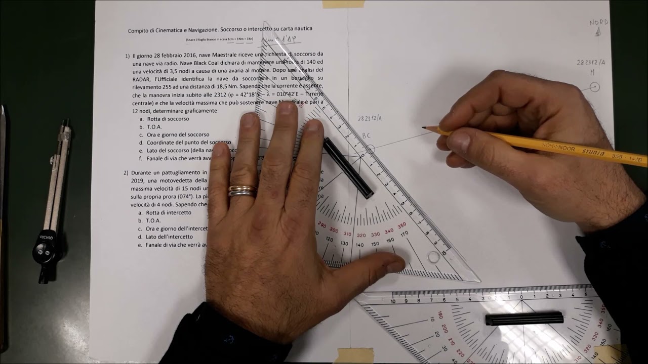 ESERCIZIO DI NAVIGAZIONE - CNM006 - Cinematica Navale - Manovra di soccorso su carta nautica - 60min