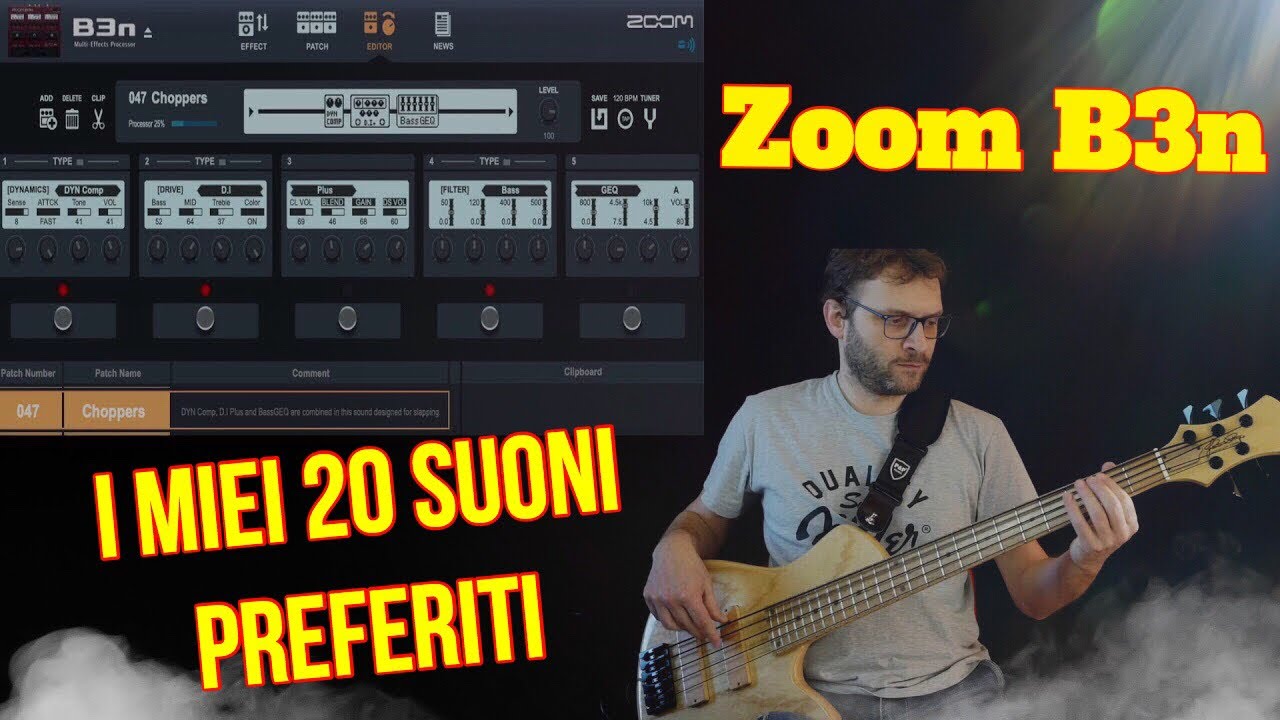 Zoom B3n i miei 20 preset preferiti suddivisi per Testate, Slap, Distorti e Synth favourite presets
