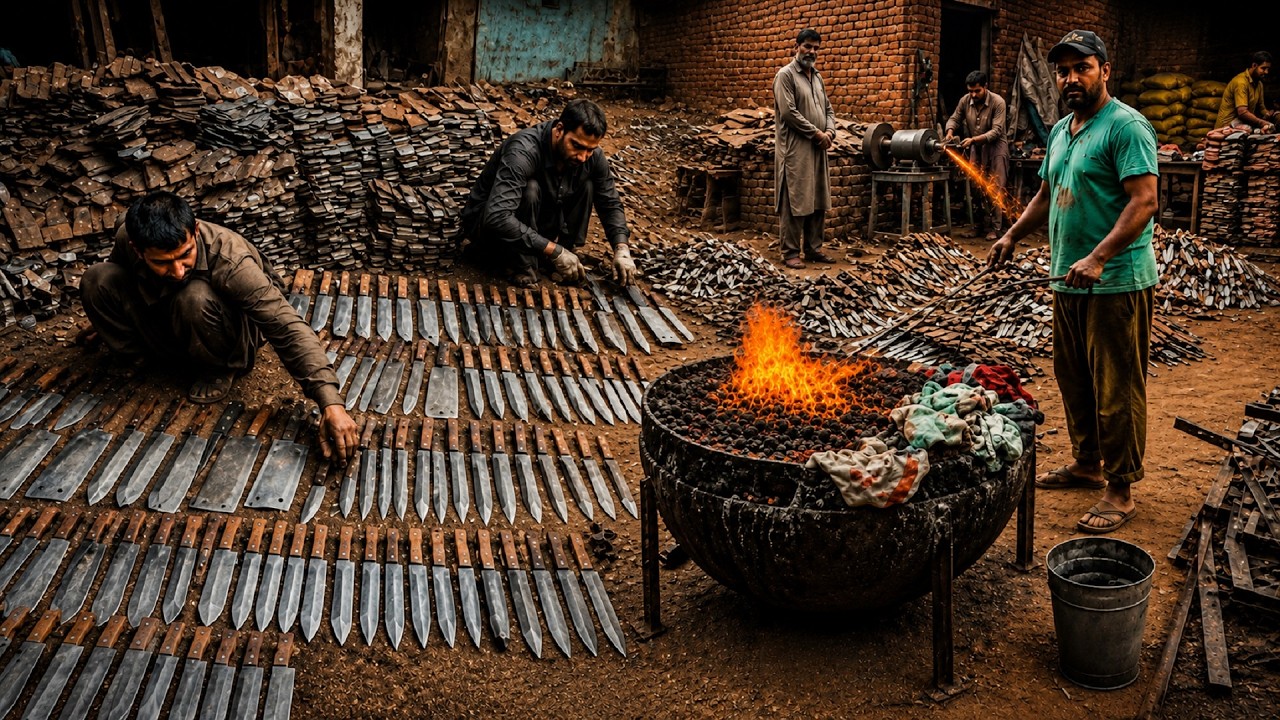 How Thousands of Knives Are Made Every Day 🔥 Inside Pakistan&rsquo;s Most Dangerous Knife Factory Process