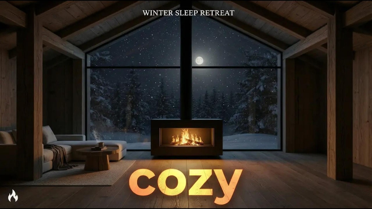 Snowy Cabin Fireplace Sounds ❄️🔥 5 Hours | Cozy Winter Night for Deep Sleep