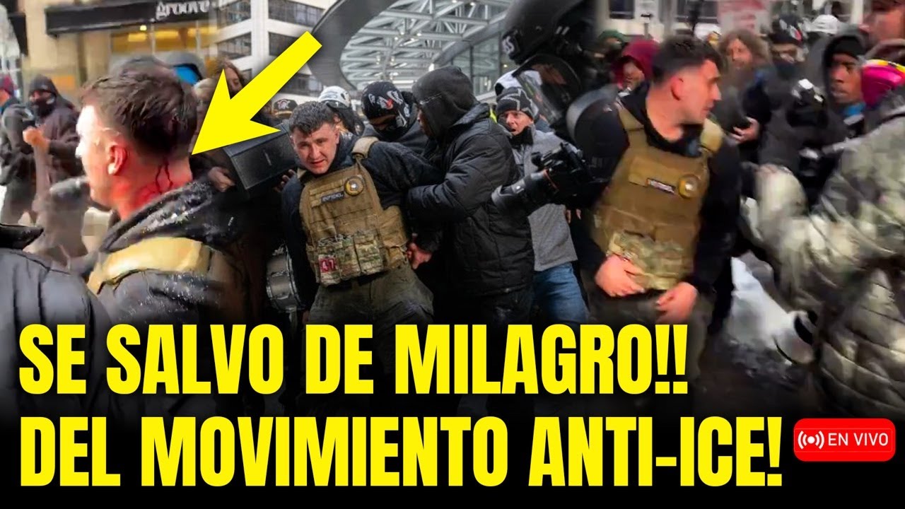 🚨CASI LO LINCHAN EN MEDIO DE PROTESTAS ANTI-ICE Y LO OBLIGAN A HUIR!