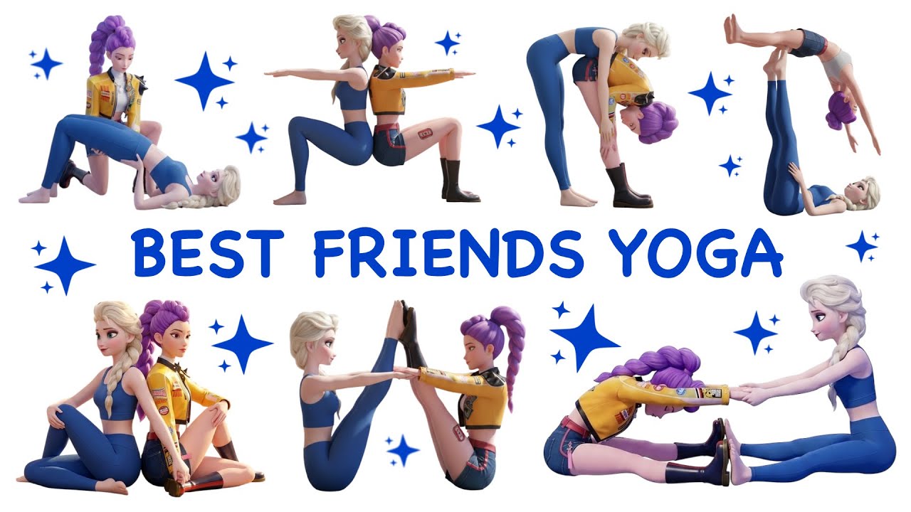 BEST FRIENDS YOGA WITH RUMI AND ELSA | Yoga for kids | Yoga with K-pop demon hunters 