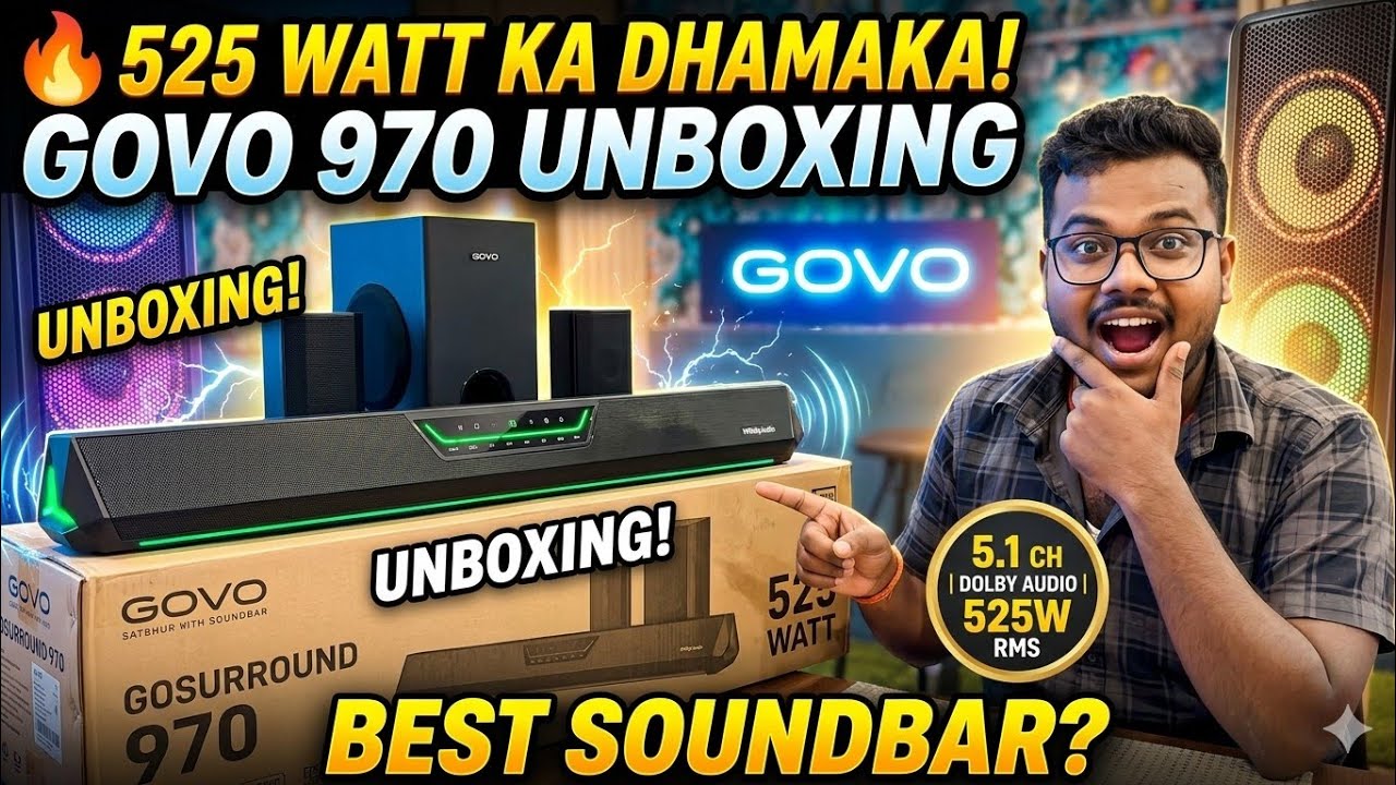 Govo GoSurround 970 Watt Soundbar Unboxing 2026 || Review || TechWithAbhishek