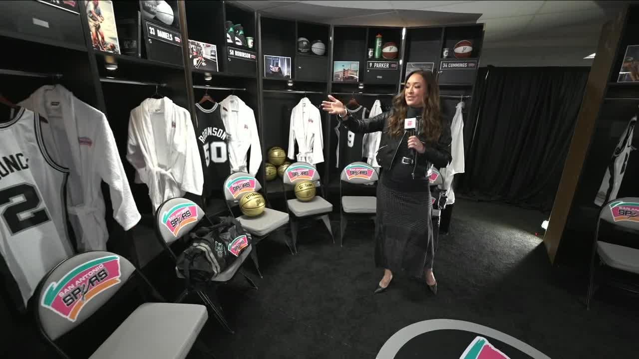 Cassidy Hubbarth tours the original Spurs Alamodome locker room 😦 | NBA on ESPN