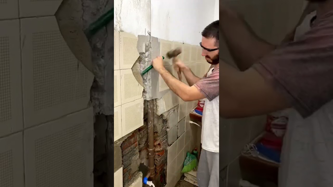 Tivemos que quebrar o ch&atilde;o!!😥😱 reforma banheiro part12 #reforma #reformabanheiro