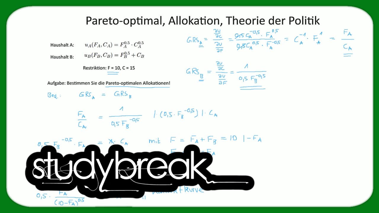 Pareto-optimal, Allokation, Theorie der Politik (2) | Mikro&ouml;konomie