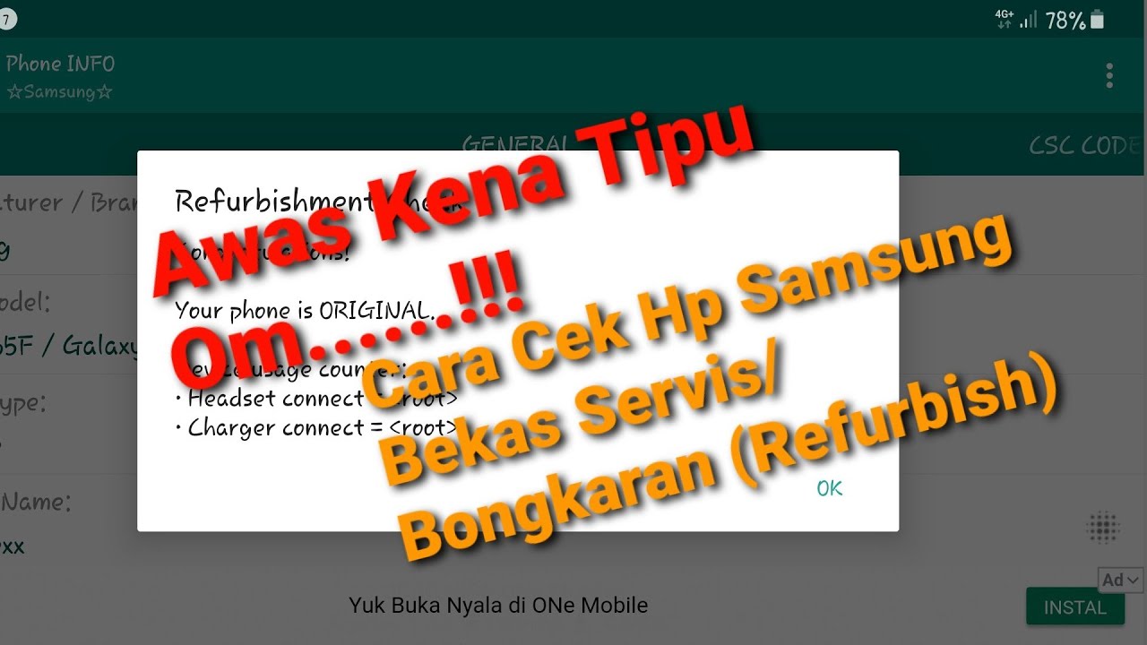 Cara cek Hp Samsung Bekas Refurbish  sebelum membeli
