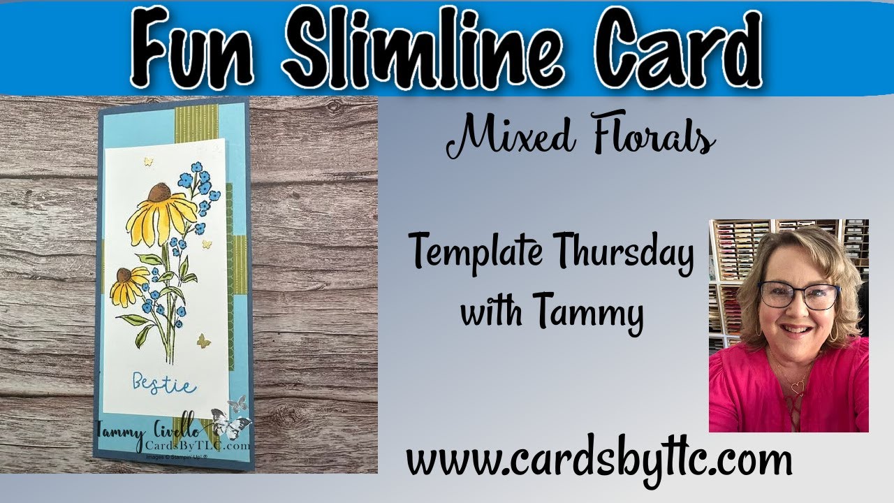 Mixed Florals Slimline Card | Easy Handmade Card Tutorial