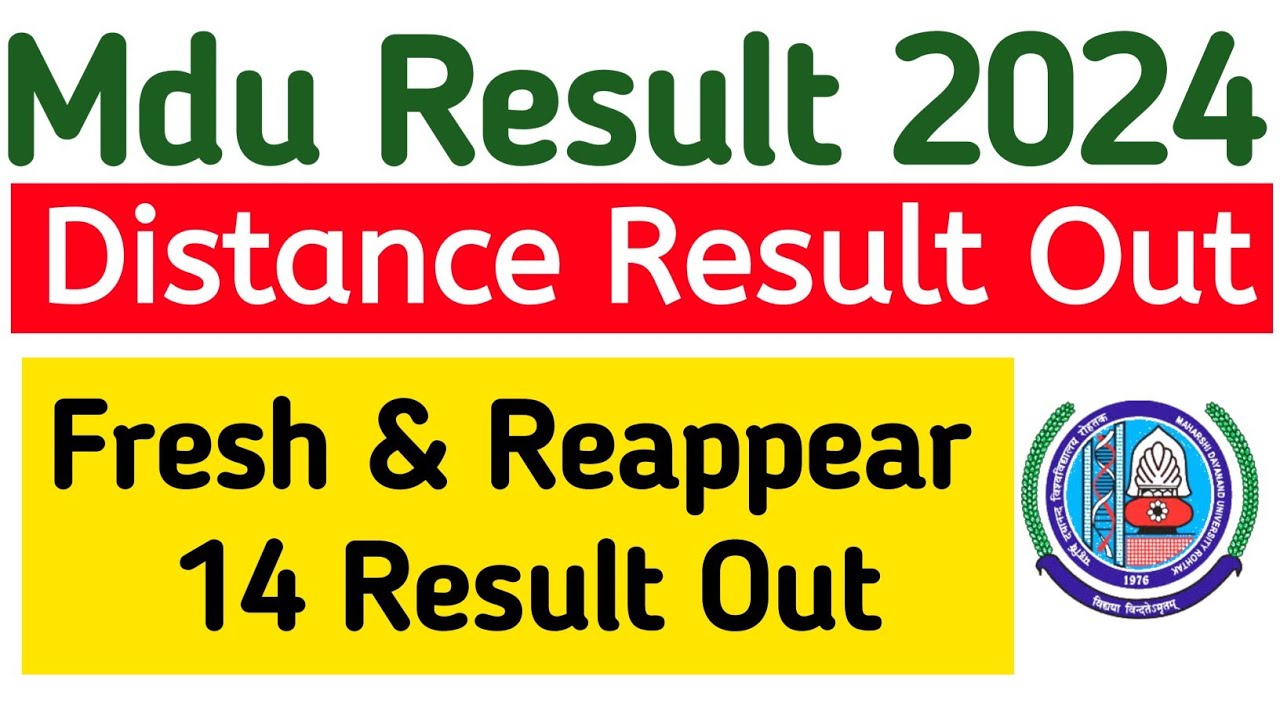 Mdu Ma Distance Result Out 2024 | Mdu Distance Reappear result out 2024 |Mdu Regular Result Out 2024