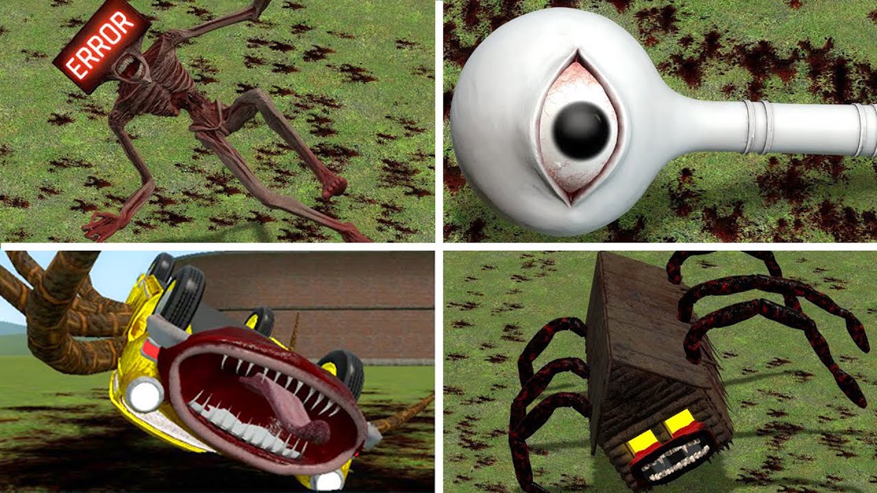 CURSED THOMAS, HOUSE HEAD, BLOOP, BUS EATER VS ALL TREVOR HENDERSON EVERY DEATH POSITION In GMOD!