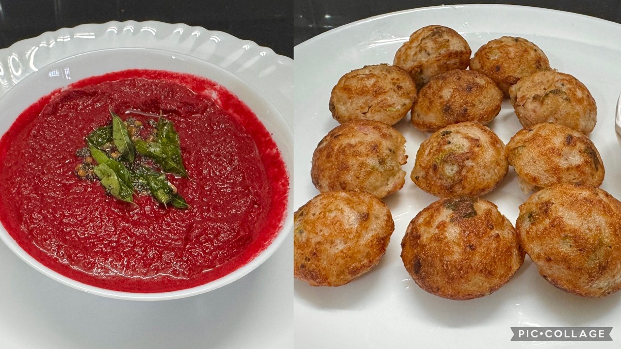 பீட்ரூட் சட்னி; சோள குழிபணியாரம் அருமையான சுவையில்/Beetroot chutney /chola paniyaram /kuzhipaniyaram