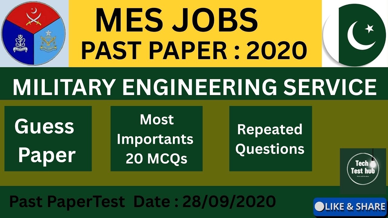 MES Test Preparation 2025 / past paper 2020/ Military engineering service/ Most important MCQs