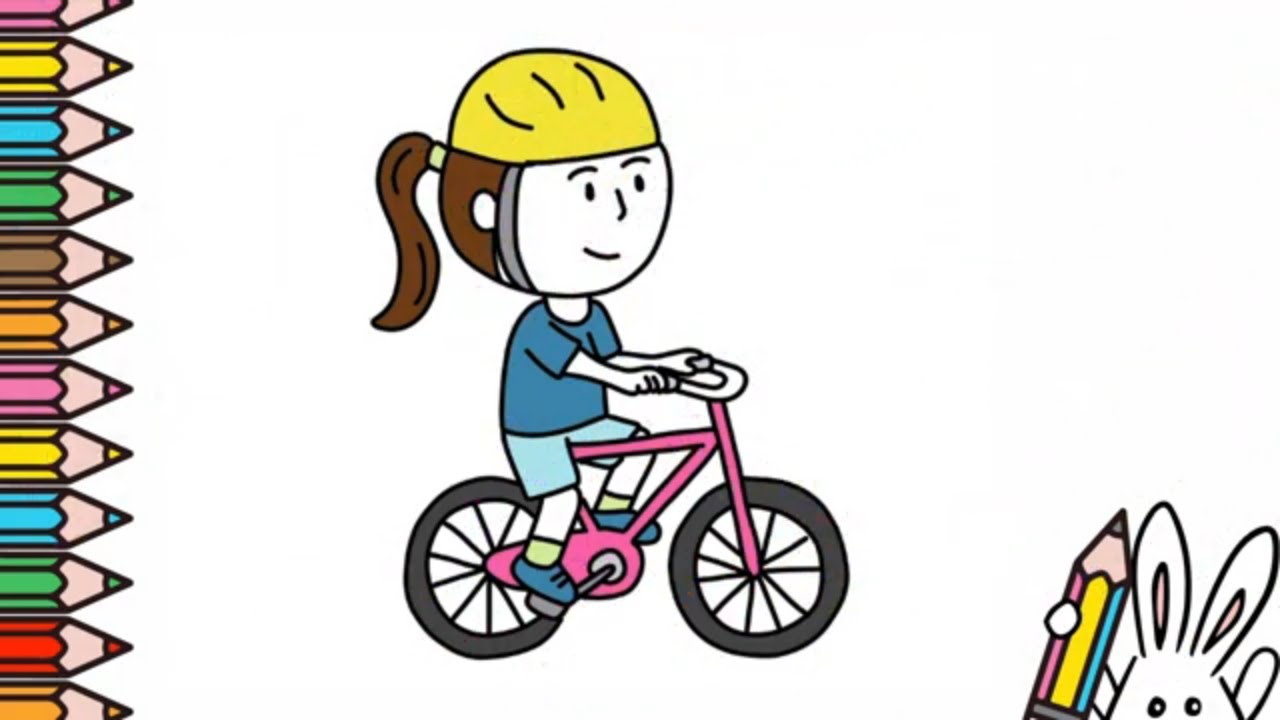 Cómo hacer Dibujo niña Montando Bicicleta - haciendo ejercicio 🚲