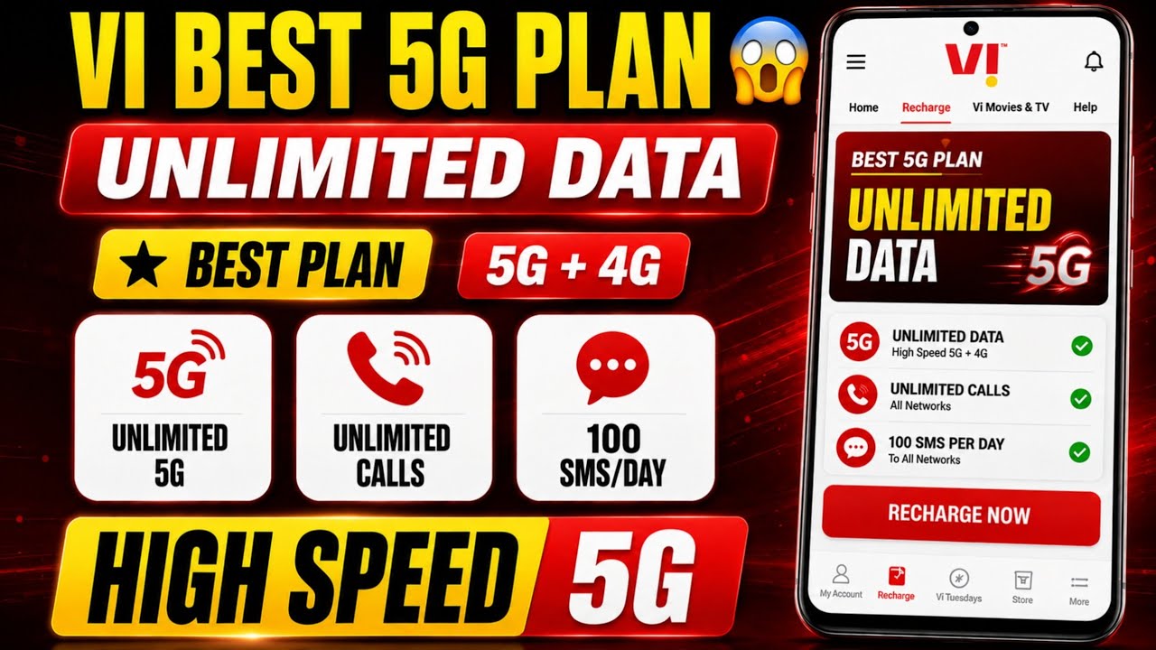 Vi Best Recharge Plan 5G Unlimited Data | Vi Unlimited 5G Plan 2026