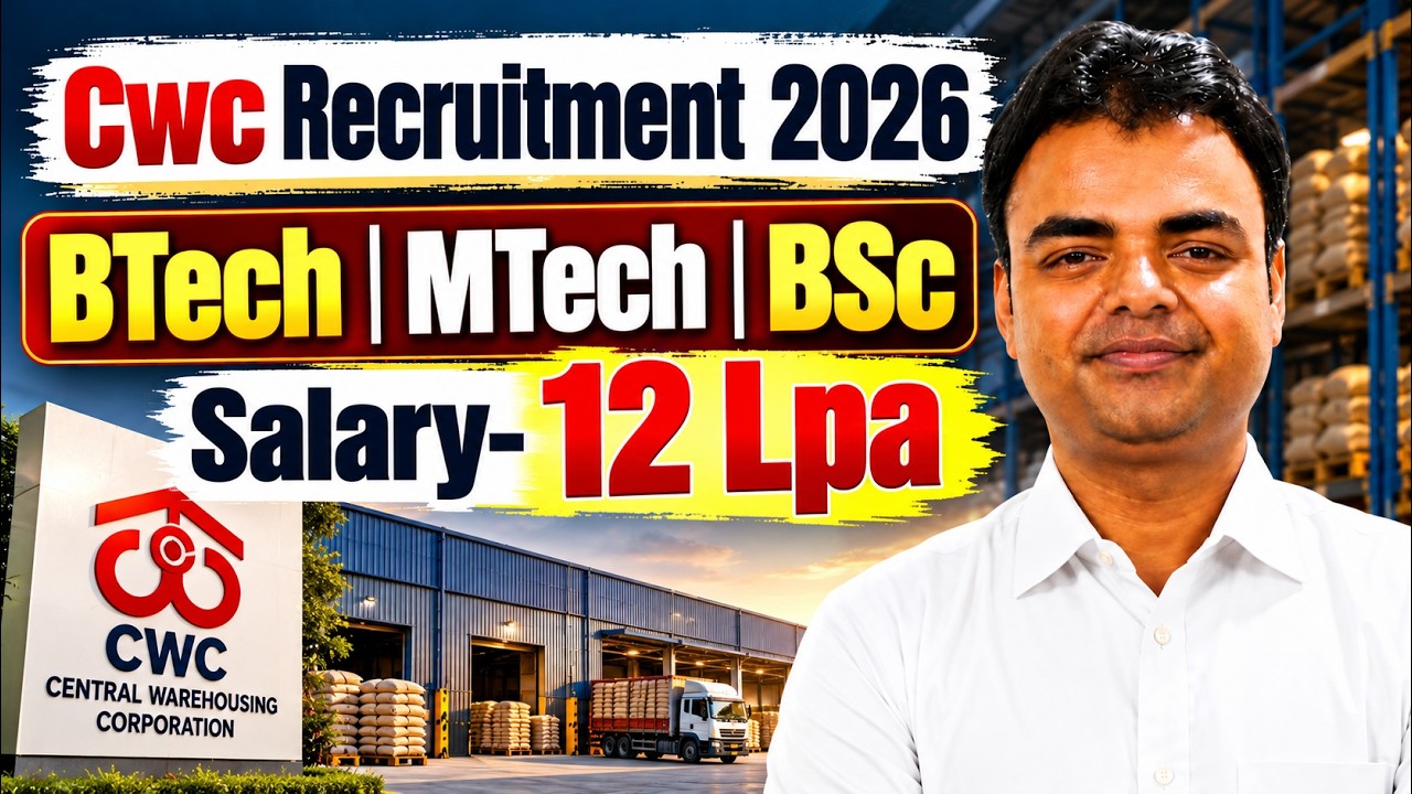 CWC Recruitment 2026, New Govt Jobs Vacancy After BTech, MTech, BSc