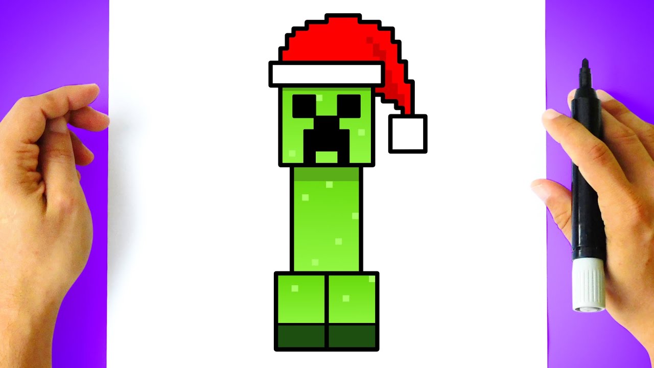 Как нарисовать рождественского крипера - Как нарисовать рождественского крипера - MINECRAFT - Уро...