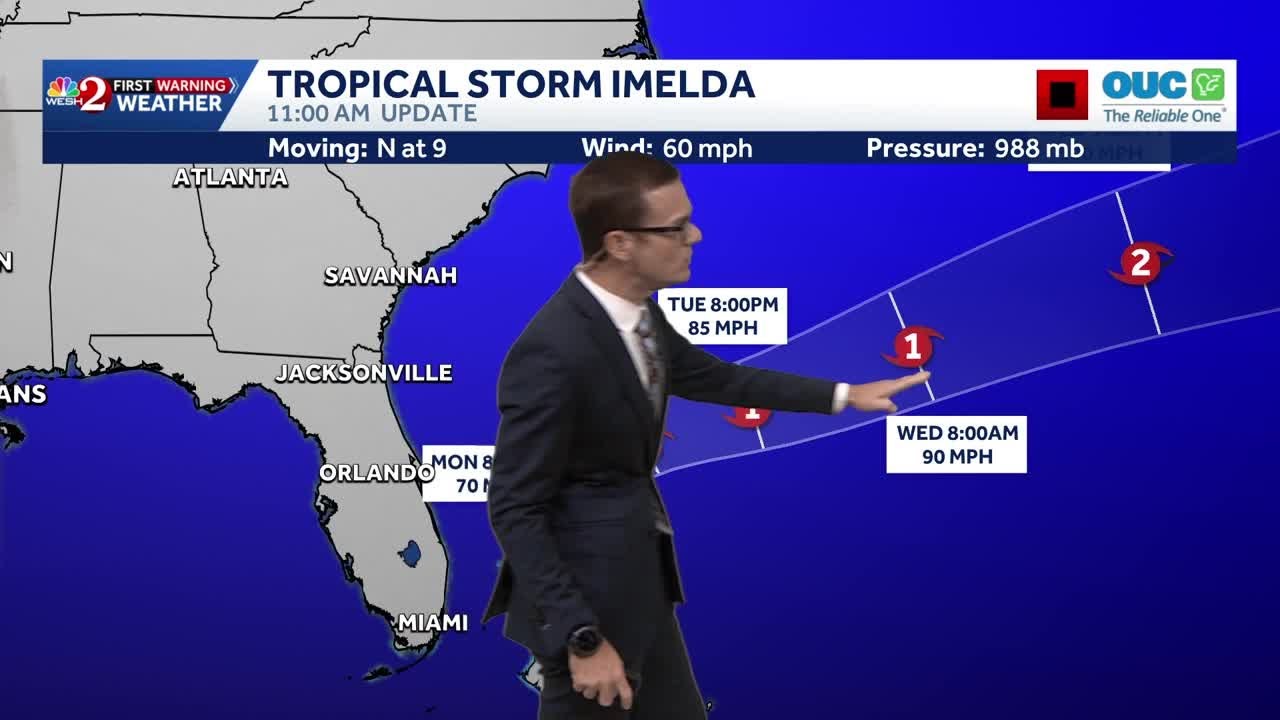 Tropical Storm Imelda strengthens over the Atlantic Ocean |  Dangerous beach conditions expected ...