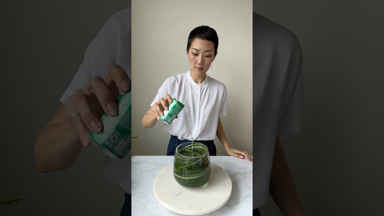 Homemade flower food: My sprite and bleach combo  #flowerarrangement #flowers #sprite #bleach