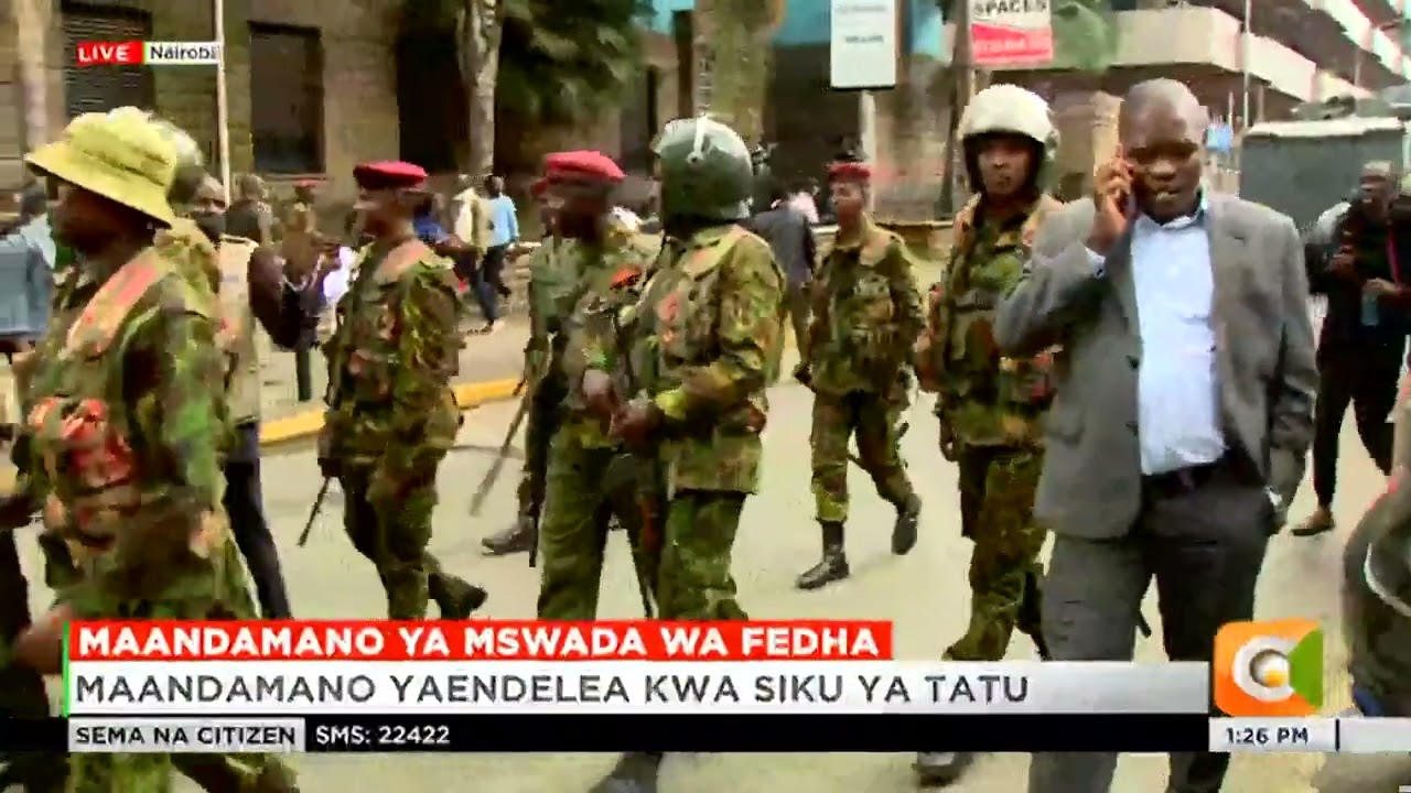 Chaos in the streets of Nairobi as police try to disperse protesters