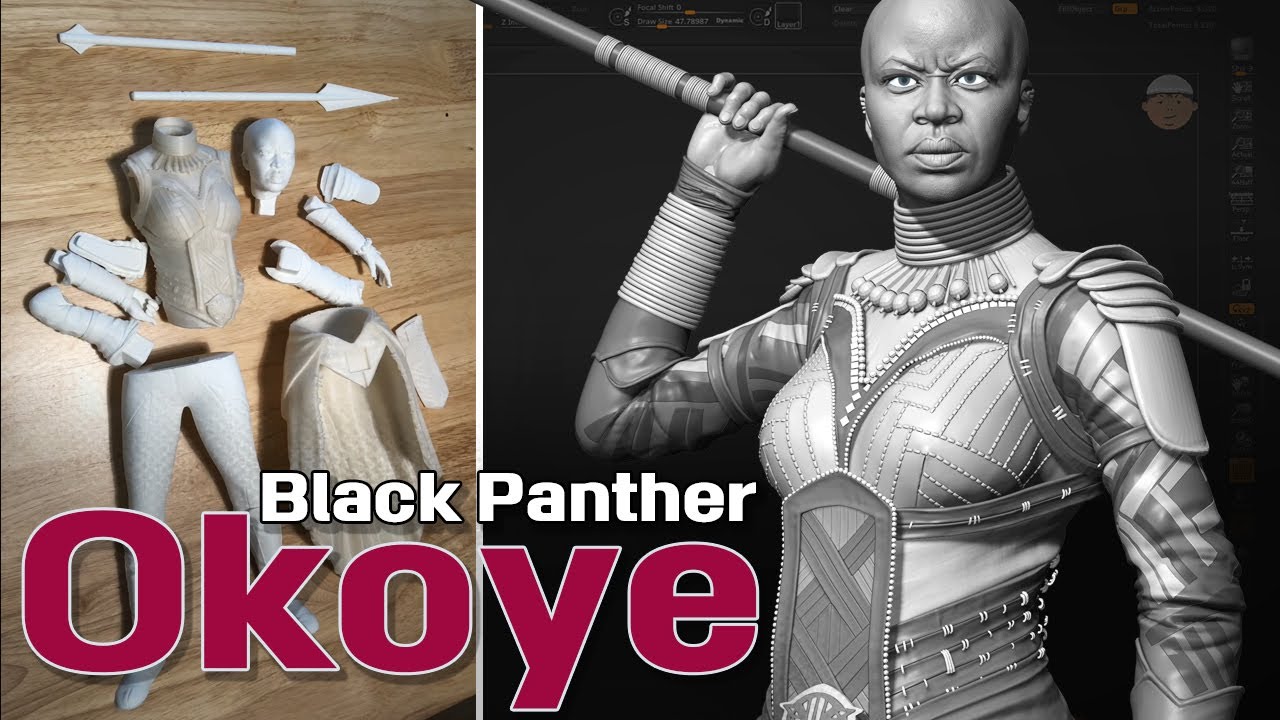 Sculpting Okoye | Black Panther: Wakanda Forever | Zbrush Timelapse | 3D Printing